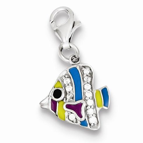 Sterling Silver Multi-colored Enameled Fish Charm