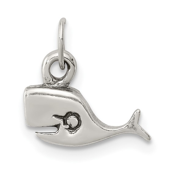 Sterling Silver Antiqued Sperm Whale Charm