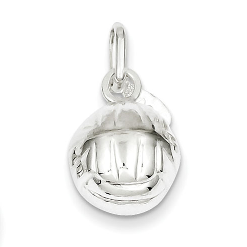Sterling Silver 7/16in 3-D Volleyball Charm