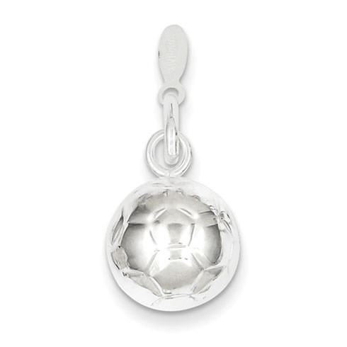 Sterling Silver 3-D Soccer Ball Charm
