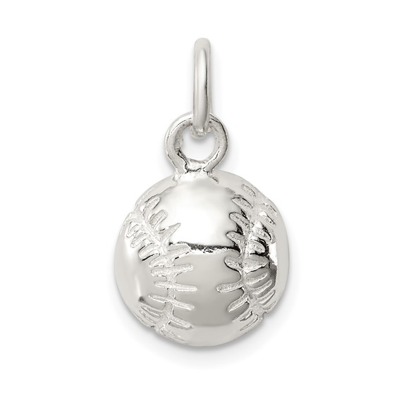 Sterling Silver 3/8in Baseball Charm
