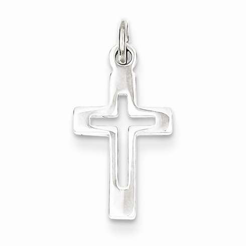 Sterling Silver Cut-out Latin Cross Pendant 5/8in
