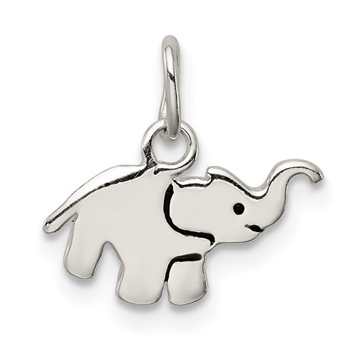 Sterling Silver Enameled Flat Elephant Charm