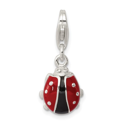 Sterling Silver 1/2in Enameled Ladybug Charm