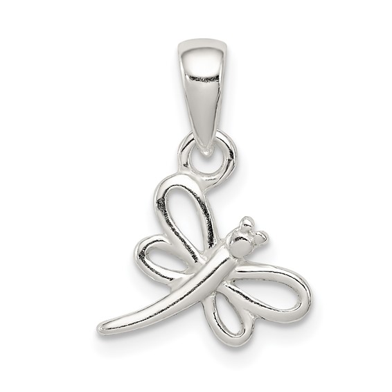 Sterling Silver 1/2in Polished Dragonfly Charm