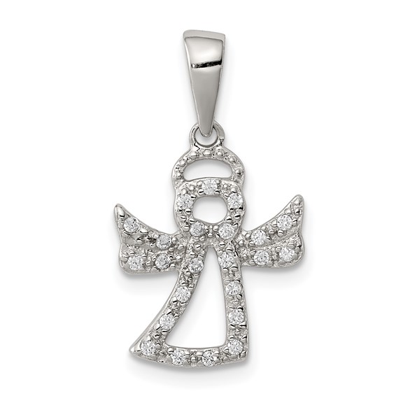 Sterling Silver 3/8in CZ Angel Pendant