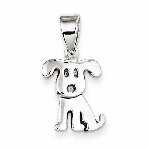 Sterling Silver 3/4in Puppy Dog Pendant