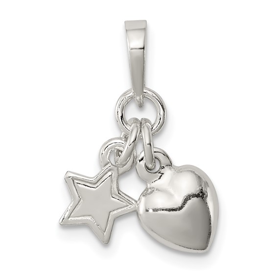 Sterling Silver Heart and Star Pendant