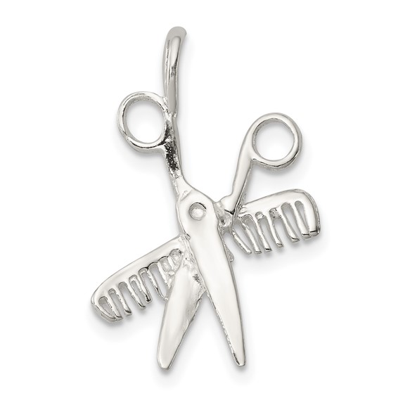 Sterling Silver Comb & Scissors Charm