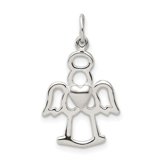 Sterling Silver Angel with Heart Charm 5/8in