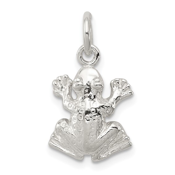 Sterling Silver 1/2in 3-D Frog Charm with Open Back