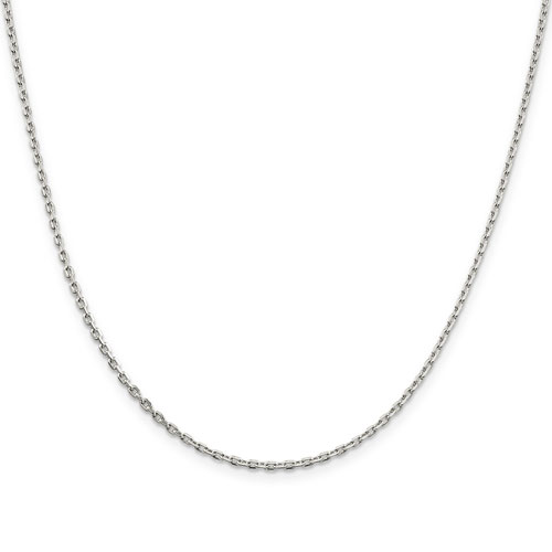 Sterling Silver 24in Beveled Oval Cable Chain 2mm