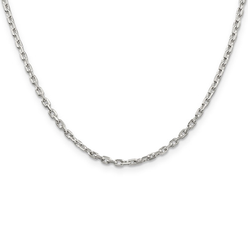 Sterling Silver 20in Beveled Oval Cable Chain 2.75mm