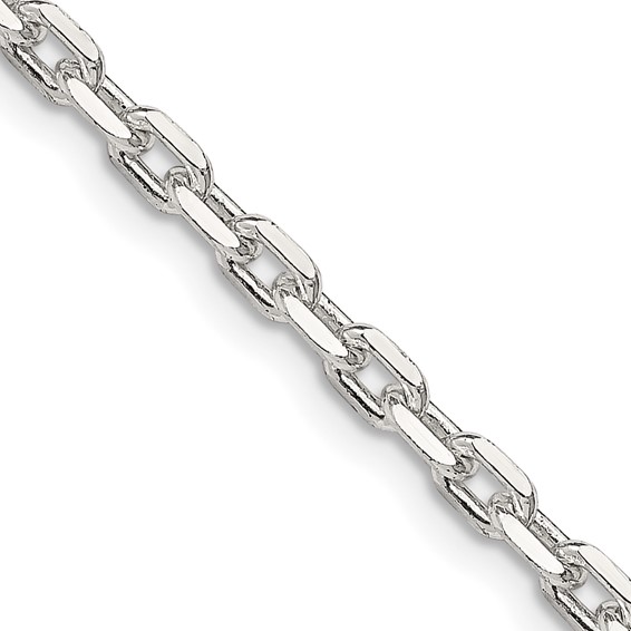 Sterling Silver 8in Beveled Oval Cable Bracelet 3.25mm