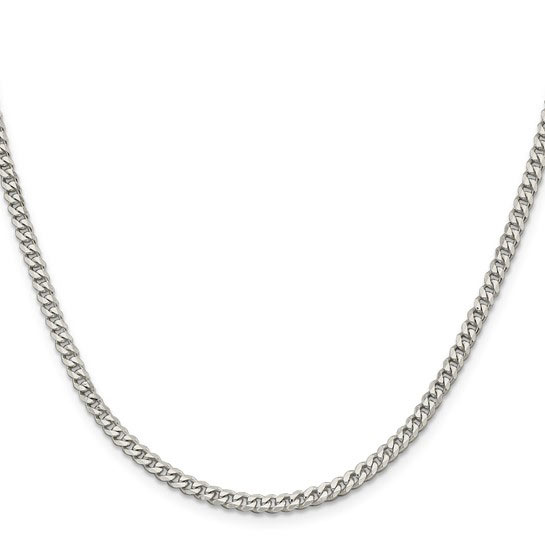 Sterling Silver 28in Rhodium-plated Curb Chain 3.5mm
