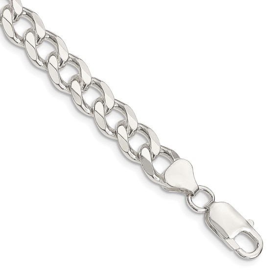 Sterling Silver 7in Curb Link Bracelet 8mm