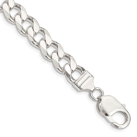 Sterling Silver 8in Curb Link Bracelet 9mm