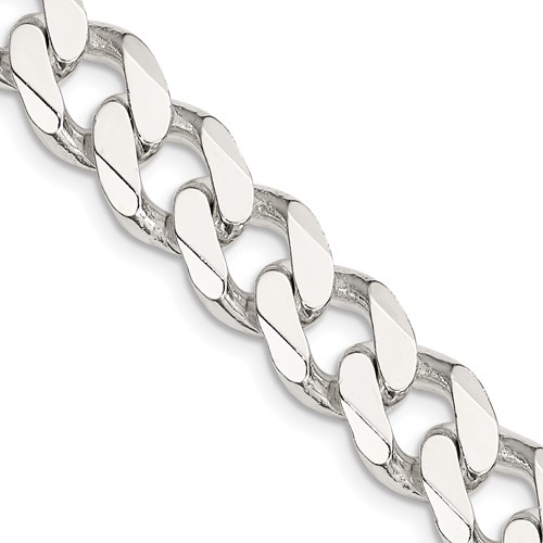 Sterling Silver 8in Curb Link Bracelet 11mm