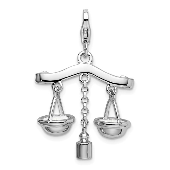 Sterling Silver 3-D Enameled Scales of Justice Charm