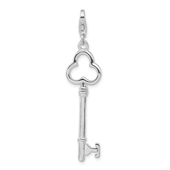 Sterling Silver Key with Lobster Clasp Charm