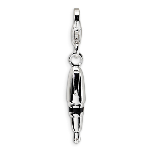 Sterling Silver 3-D Enameled Pen with Lobster Clasp Charm