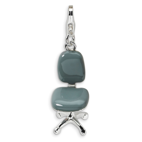 Sterling Silver 3-D Enameled Office Chair with Lobster Clasp Charm