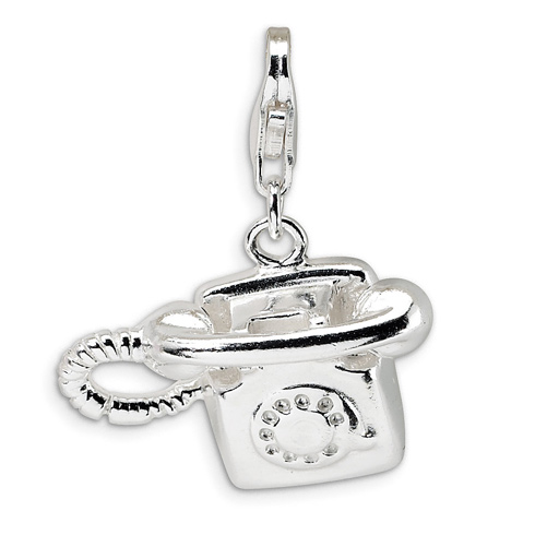Sterling Silver Telephone with Lobster Clasp Charm