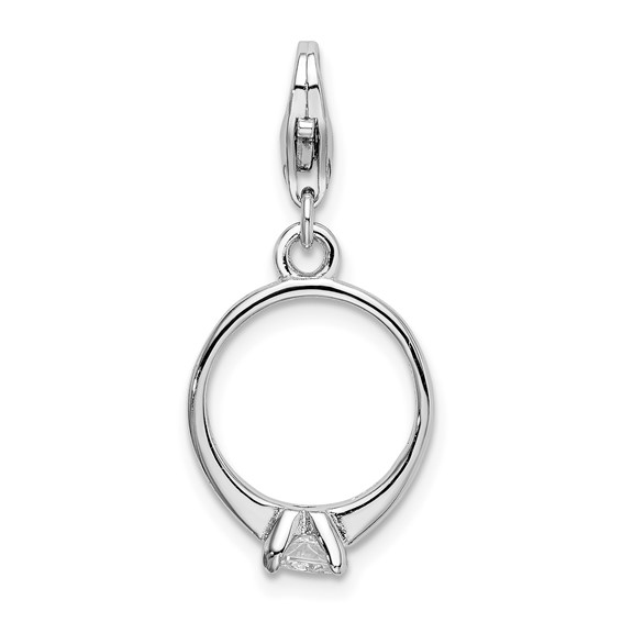 Sterling Silver CZ Ring with Lobster Clasp Charm