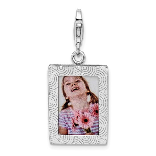 Sterling Silver Picture Frame with Lobster Clasp Charm