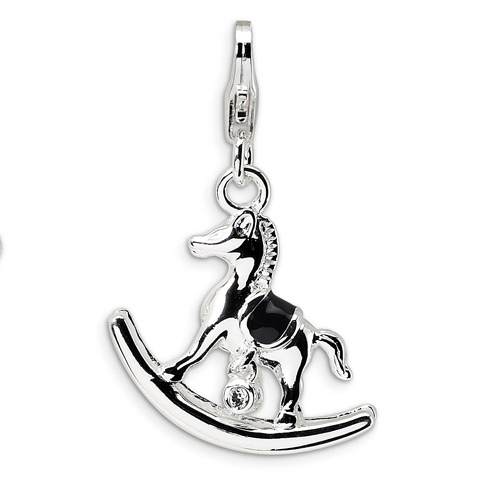 Sterling Silver Swarovski Crystal Rocking Horse Charm