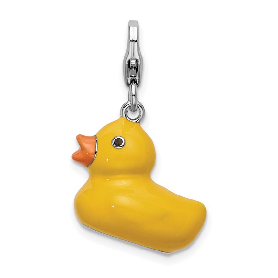 Sterling Silver 3-D Enameled Duck Charm