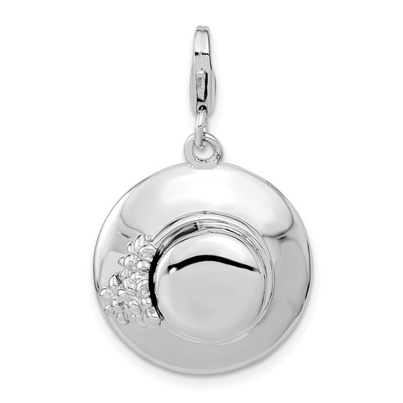 Sterling Silver 3-D Enameled Hat with Lobster Clasp Charm