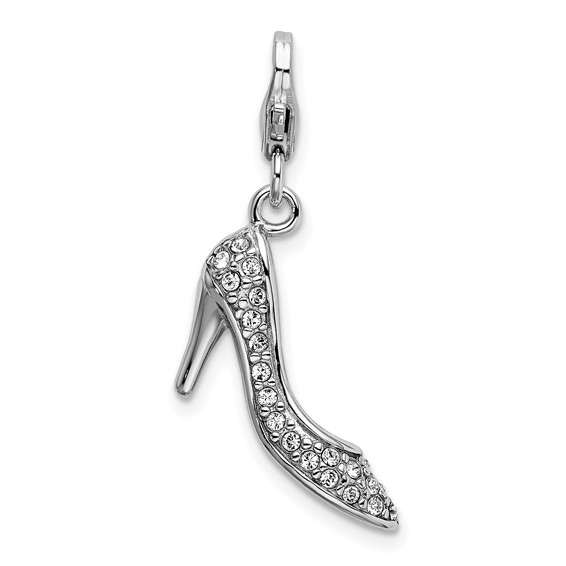 Sterling Silver Swarovski Crystal & Enamel High Heel Charm