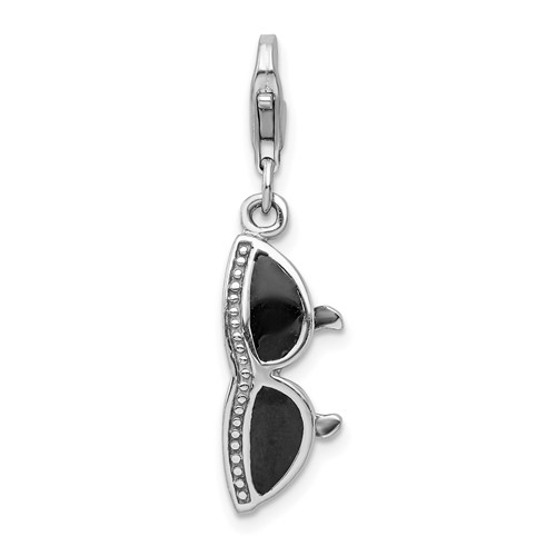 Sterling Silver 3-D Enameled Sunglasses with Lobster Clasp Charm