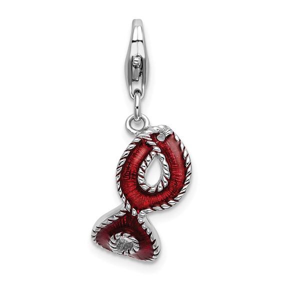 Sterling Silver Red Enameled Mask Charm with Lobster Clasp