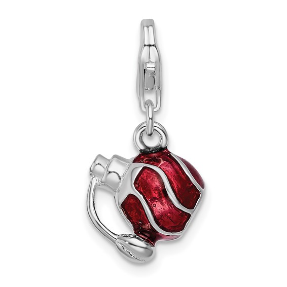 Sterling Silver Enamel Perfume Bottle with Lobster Clasp Charm