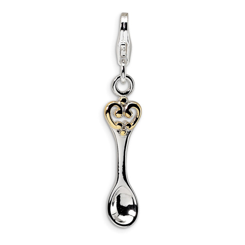 Sterling Silver Gold-plated 3-D Spoon Charm