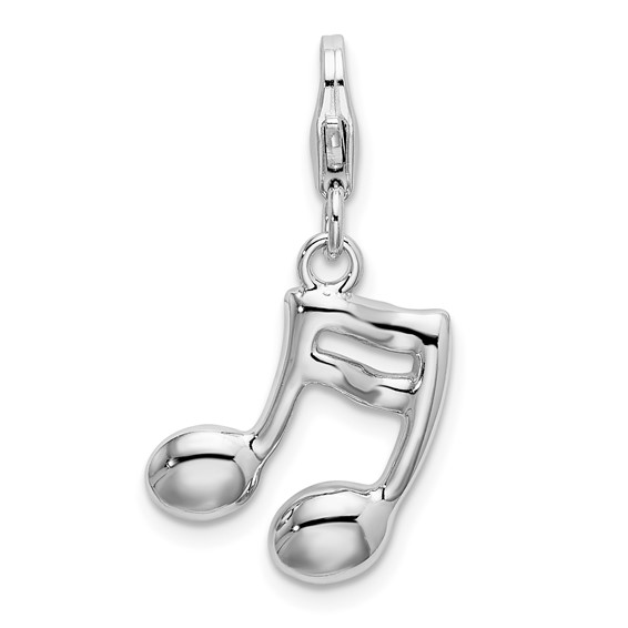 Sterling Silver 2-D Enameled on Back Musical Note Charm