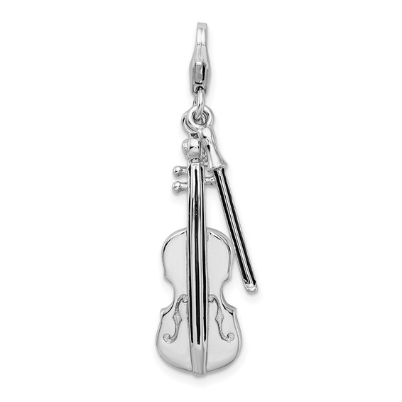 Sterling Silver 3-D Violin and Bow Charm
