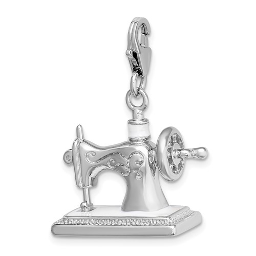 Sterling Silver 3-D Enameled Sewing Machine Charm