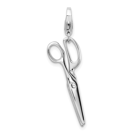 Sterling Silver Movable Scissors Charm with Clasp