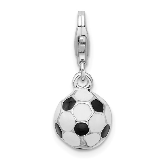 Sterling Silver 3-D Enameled Soccer Ball Charm