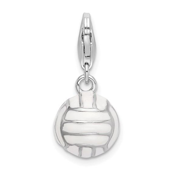 Sterling Silver 3-D Enameled Volleyball Charm
