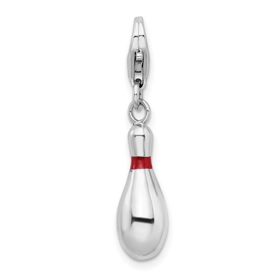 Sterling Silver Enameled Bowling Pin Charm