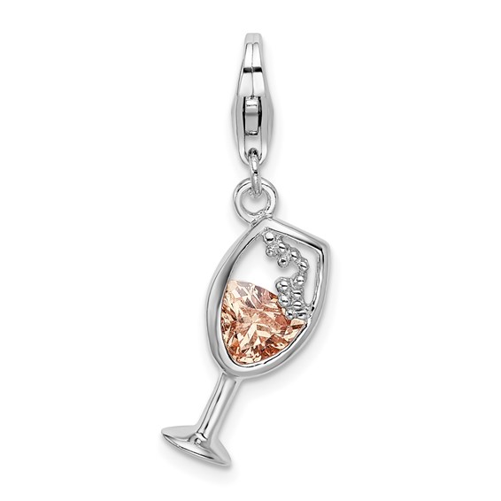 Sterling Silver Open Champagne Glass Charm