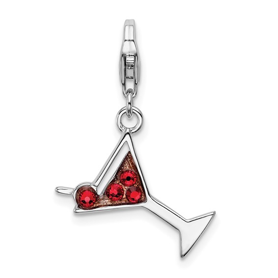 Sterling Silver Cocktail Glass Charm with Lobster Clasp