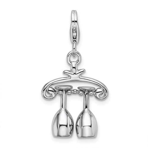 Sterling Silver 3-D Enameled Wine Rack with Lobster Clasp Charm