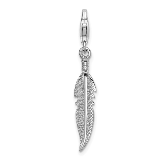 Sterling Silver 3-D Feather Charm with Lobster Clasp