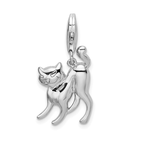 Sterling Silver Scary Cat Charm with Lobster Clasp