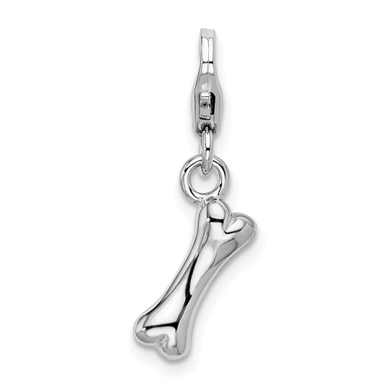 Sterling Silver Dog Bone Charm with Lobster Clasp